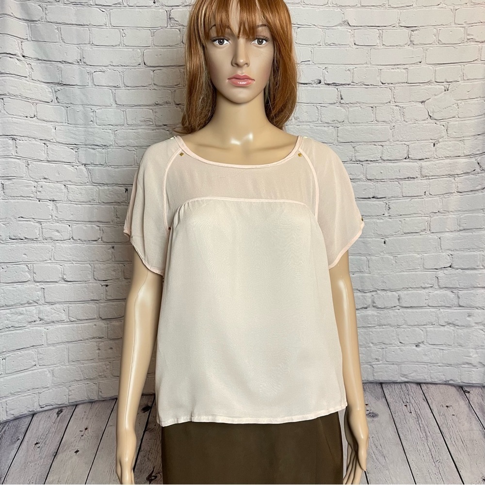 Alice Ritter Silk Pale Pink Short Sleeve Top Blouse Size 10